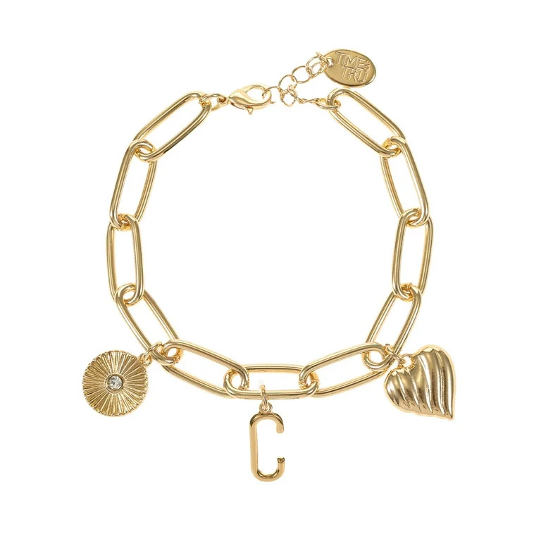 Time and Tru Goldtone Initial Charm Bracelet, Initial C | Walmart (US)