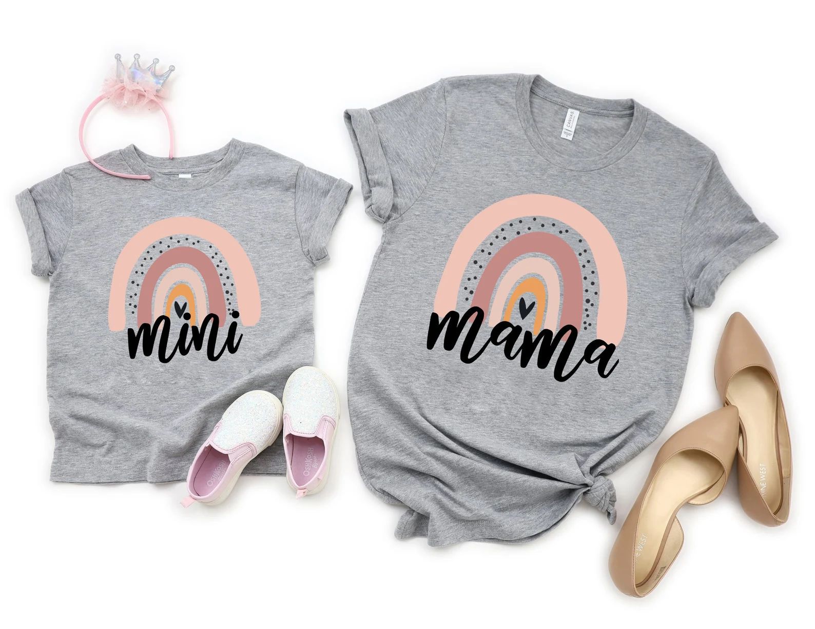 Mama Valentines Shirt,Mini Valentines Shirt,Mama's Girl Valentines Shirt,Rainbow Mama Shirt, Rain... | Etsy (US)