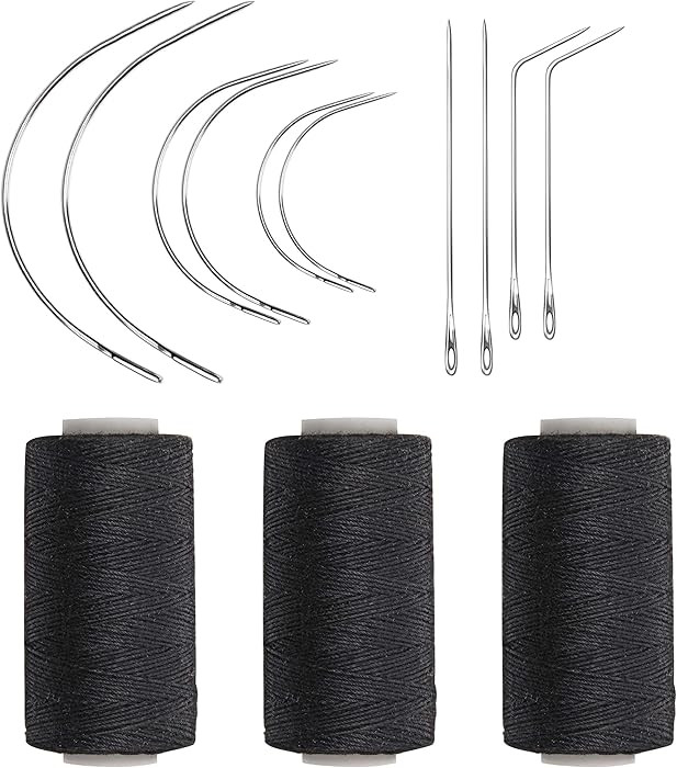 Ryalan Weaving Needle Combo Deal Black Thread with 10pcs Needle for Making Wig Sewing Hair Weft H... | Amazon (US)