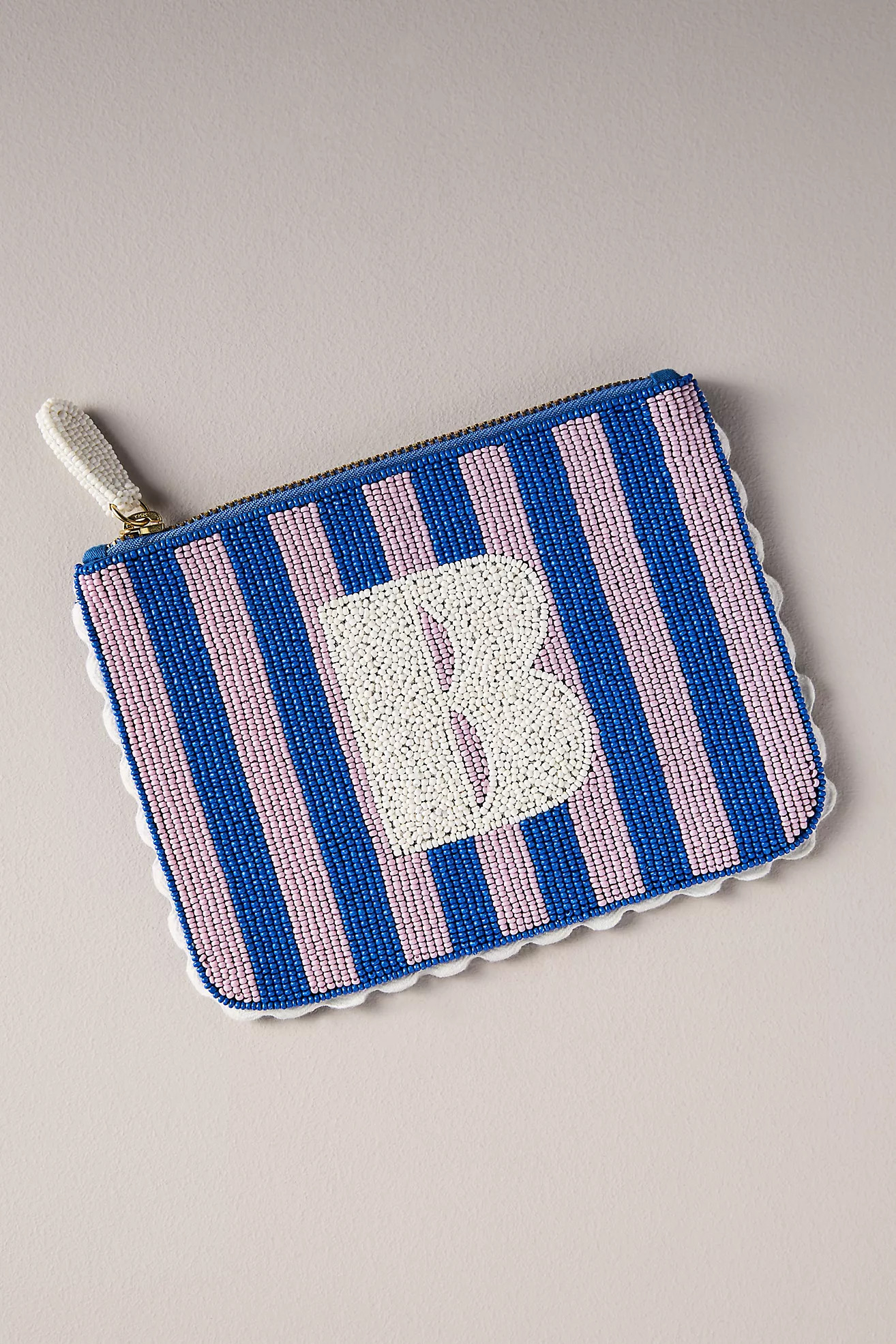 Beaded Monogram Stripe Pouch | Anthropologie (US)