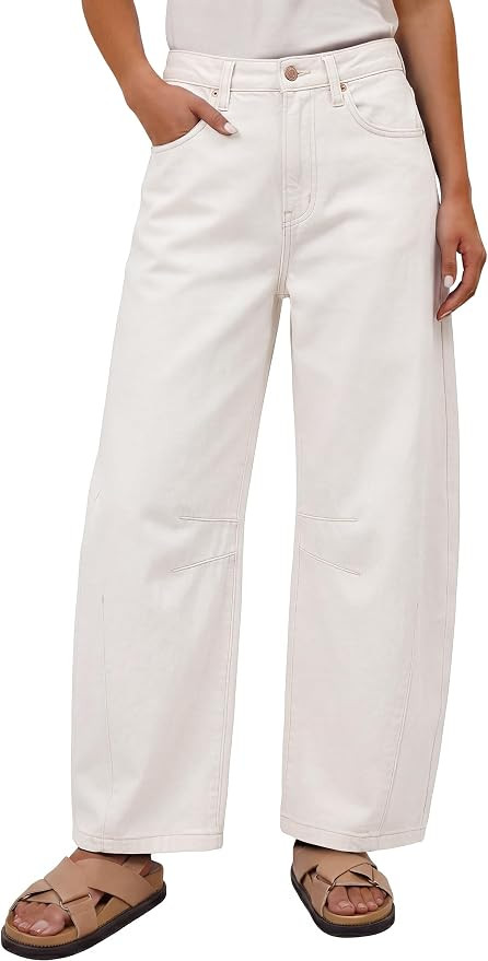 Women's Barrel Jeans, Mid Rise Wide Leg Denim Pants, Casual Baggy Relaxed Fit, Y2K Streetwear Boy... | Amazon (US)