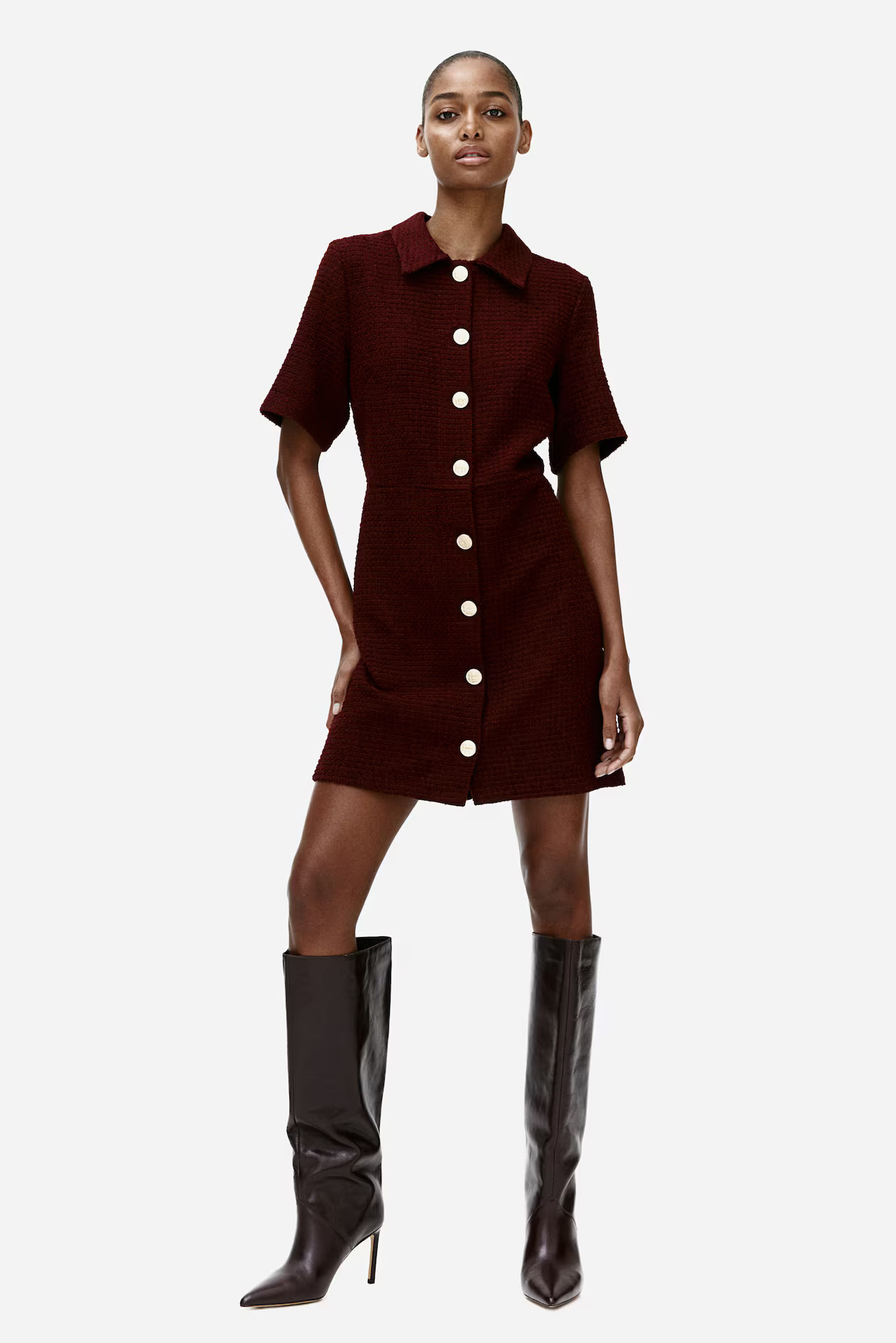Button-Front Bouclé Dress | H&M (US + CA)