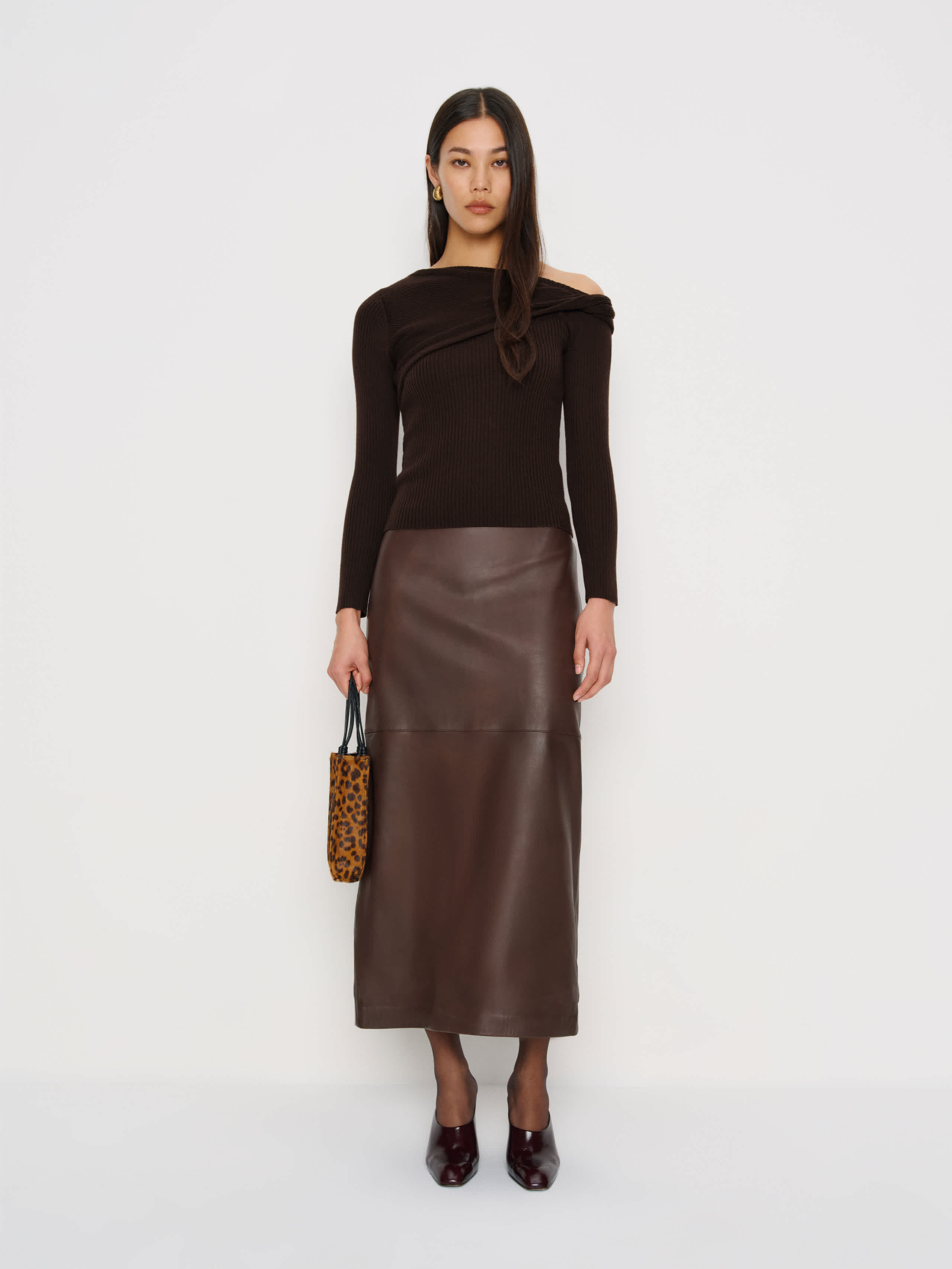 Reformation Lilou Regenerative Merino Sweater Brown Small | Reformation (Global)