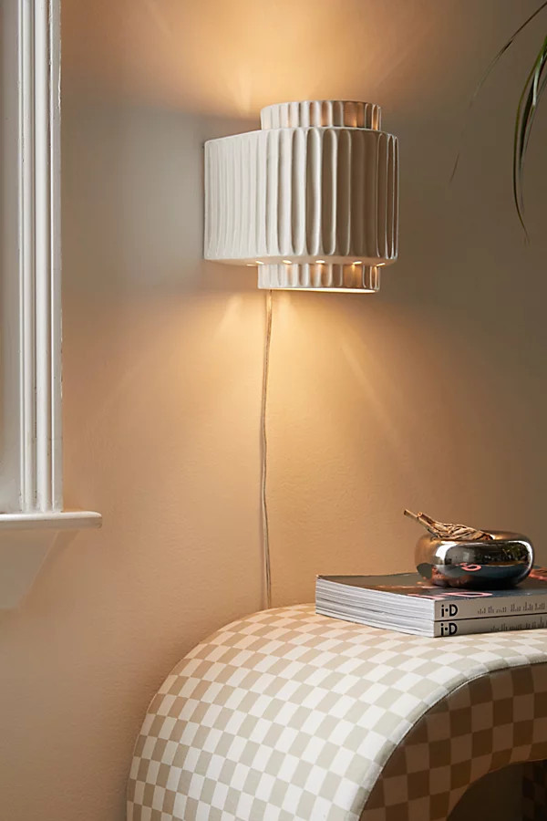 Tristan Ceramic Sconce in Ivory/Plug/In at Urban Outfitters | Urban Outfitters (US and RoW)