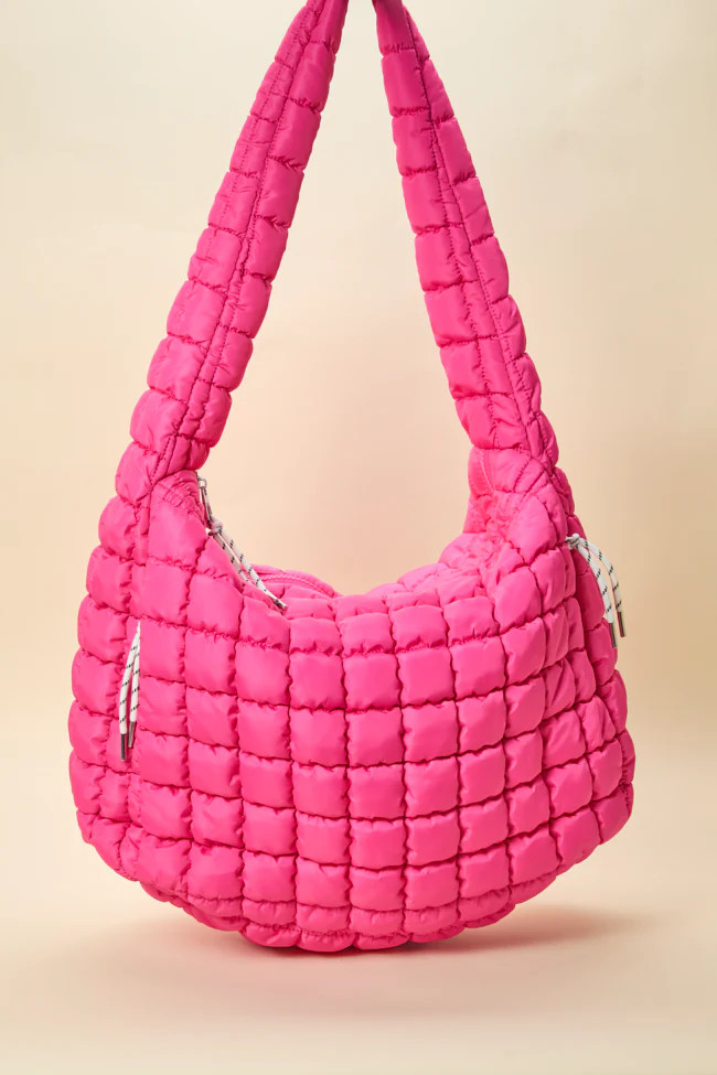 Haylie Pink Quilted Carry All Bag | Pink Lily