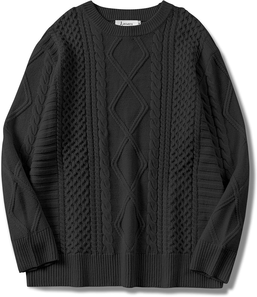 ANRABESS Sweaters for Women Oversized Cable Knit Fall Long Sleeve Crewneck Casual Pullover Sweate... | Amazon (US)