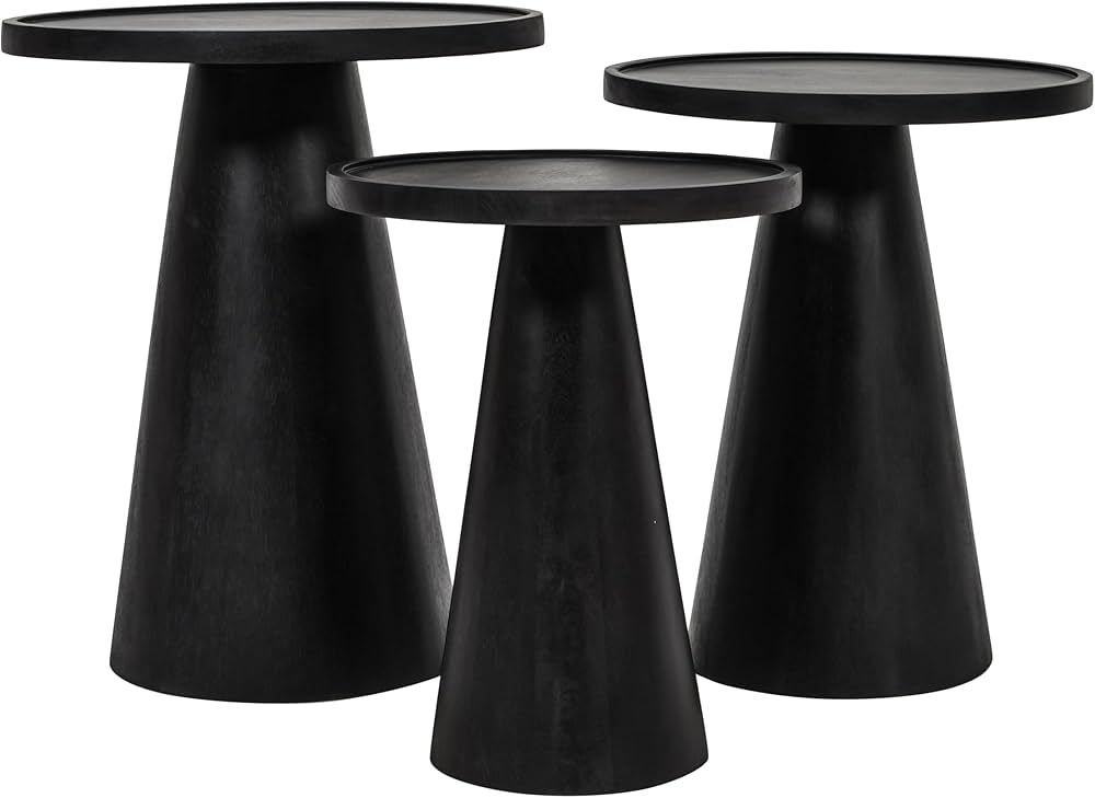 Jofran Knox Mid-Century Modern Solid Hardwood Pedestal Round Accent End Nesting Tables - Set of 3... | Amazon (US)