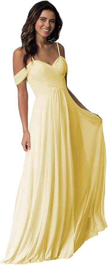 Miao Duo Women's Long Off Shoulder Chiffon Wedding Bridesmaid Dresses MD1201 | Amazon (US)