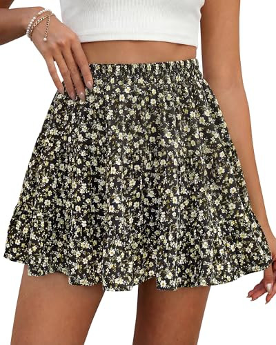 Amazon.com: BTFBM Summer Skirts for Women 2026 Floral High Waist Shorts Underneath Boho Tiered Fl... | Amazon (US)
