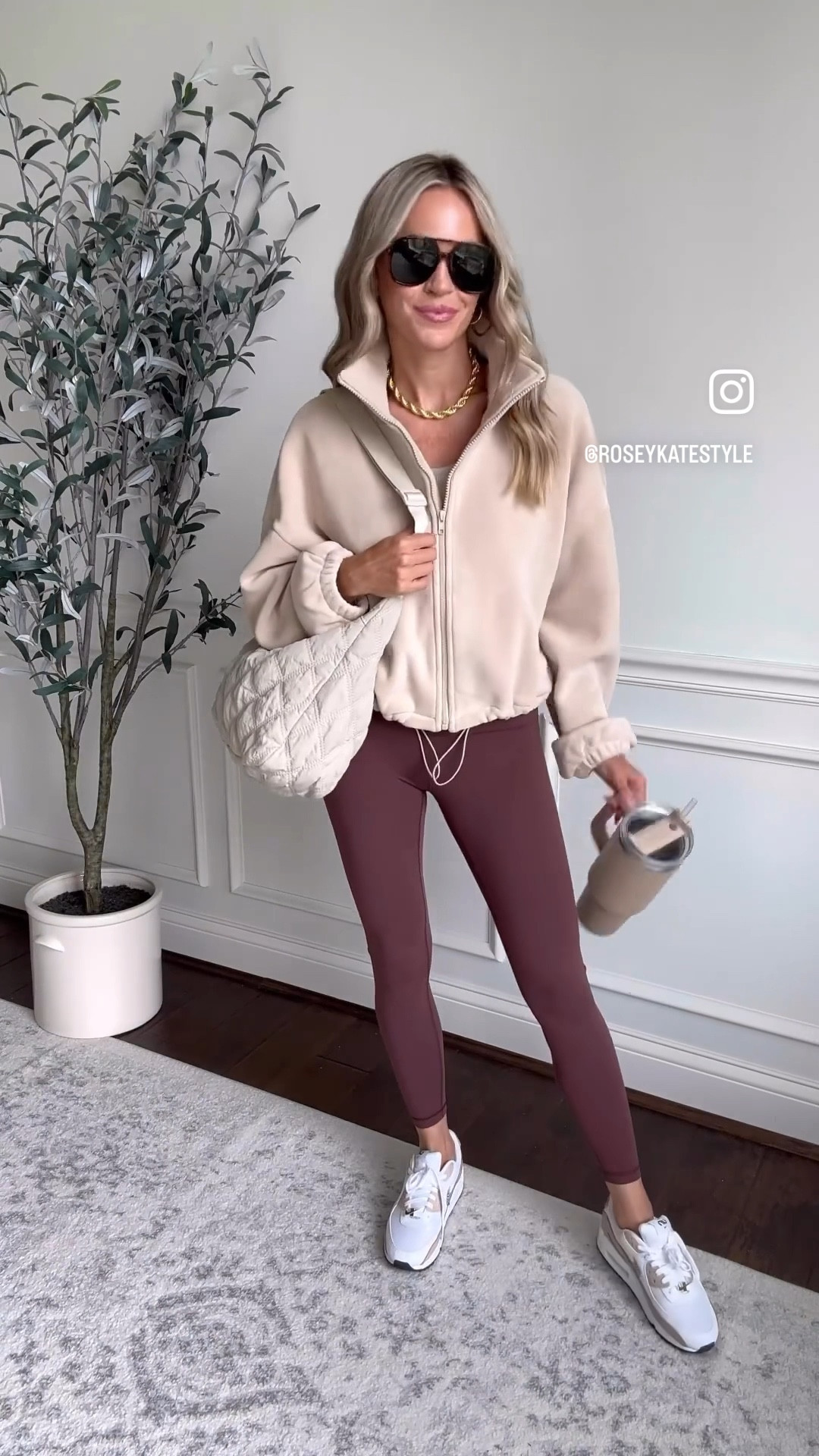 Casual fall outfit from amazon - brown high waisted leggings and a cropped zip up fleece

#LTKSeasonal #LTKover40 #LTKfindsunder50