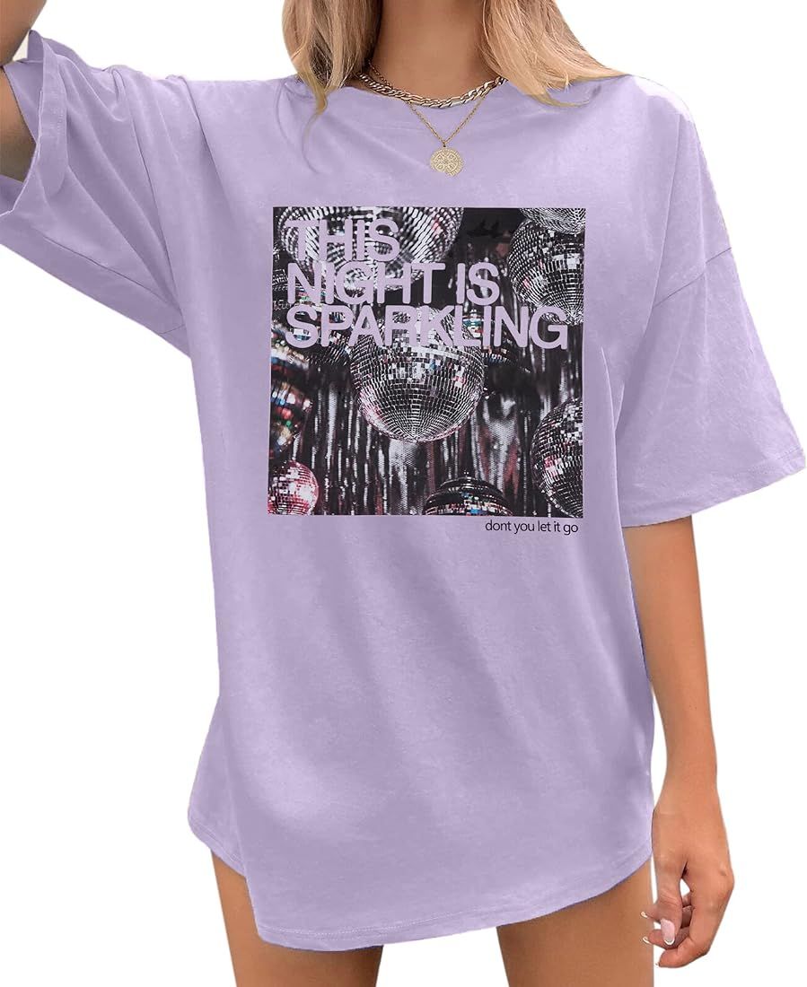 This Night is Sparkling Oversized Shirt Women Music Lover Tee Swift Fans Top Vintage Concert Shir... | Amazon (US)