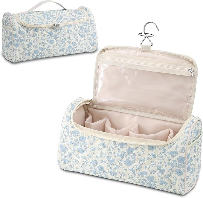 Quilted Hair Tools Travel Case, Cotton Portable Storage Bag with Hanging Hook for Hair Curler Acc... | Amazon (UK)