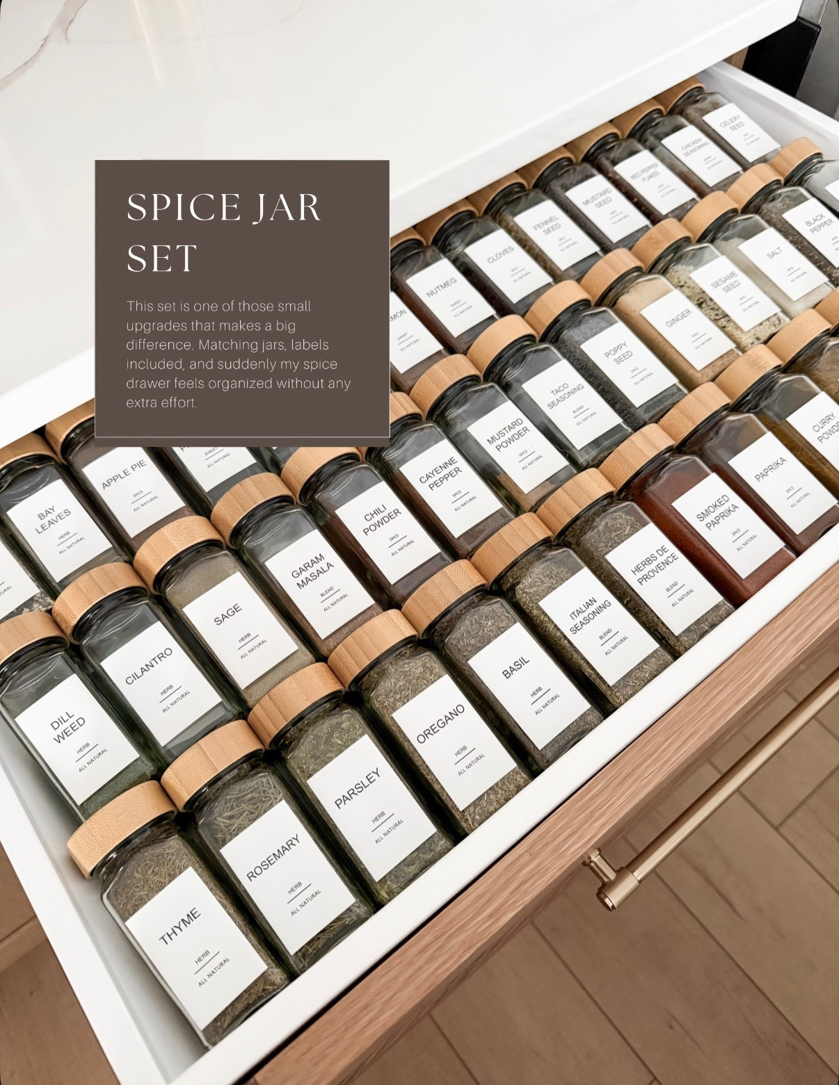 Amazon home staple — spice jar set 🤎

This is one of those little upgrades that just feels so good. I finally swapped all my mismatched spices for this set and instantly felt more organized every time I open the drawer.

I love that everything matches, the labels are included, and it somehow makes cooking feel easier and calmer (which I didn’t expect, but here we are). It’s simple, practical, and honestly just really satisfying to look at.

Such a small change that makes a big difference.

#LTKstyletip #LTKsale #LTKhome