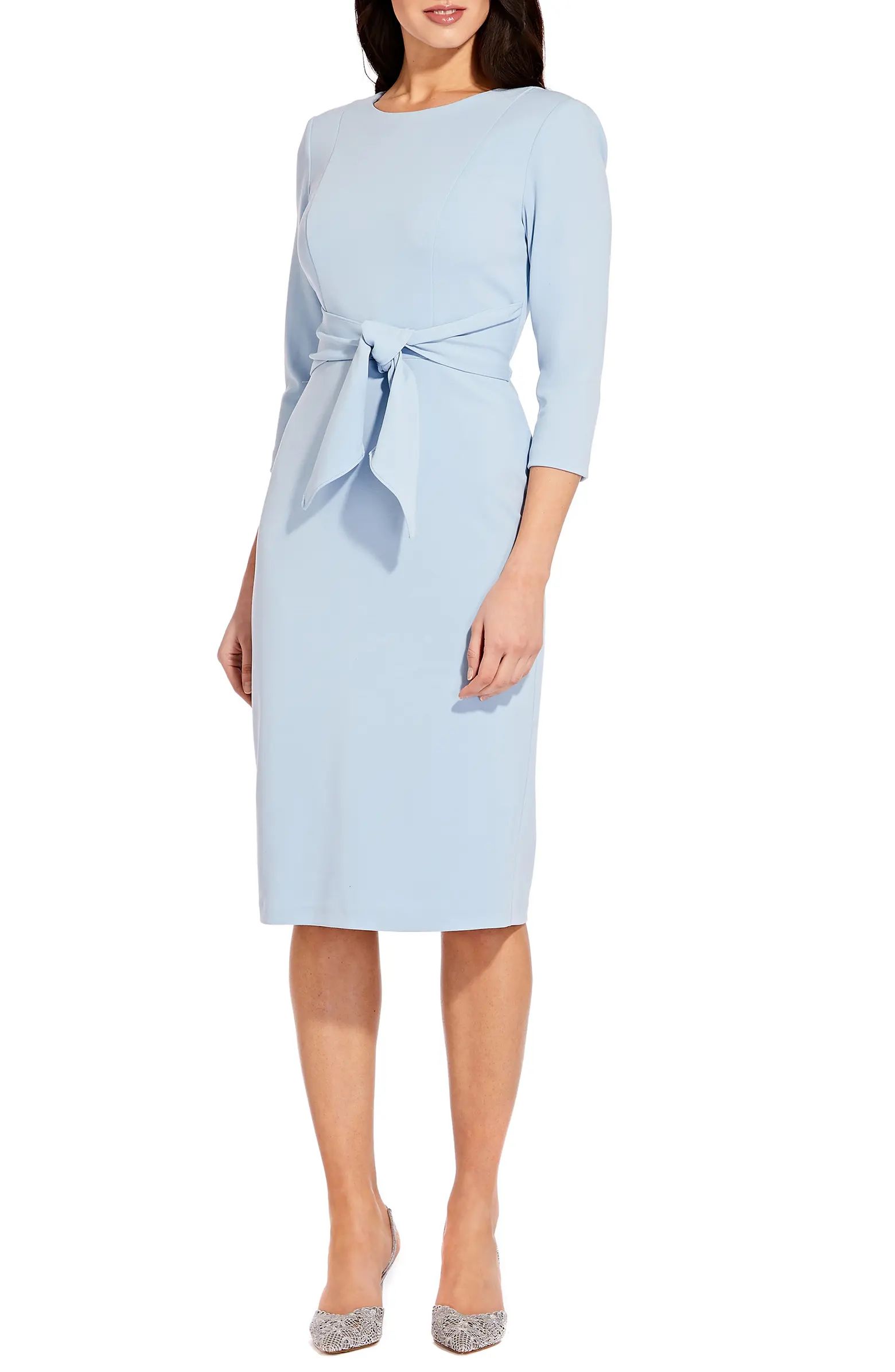 Tie Waist Crepe Sheath Dress | Nordstrom