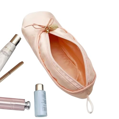 Makeup Ballet Bag, Cute Makeup Bag Dance Recital Gifts Portable Bow Makeup Bag, Ballet Shoe Makeup Bag Small Cosmetic Bag Mini Makeup Bag Dance Bag for Girls Makeup Brush Holder Travel (Pink) | Amazon (US)