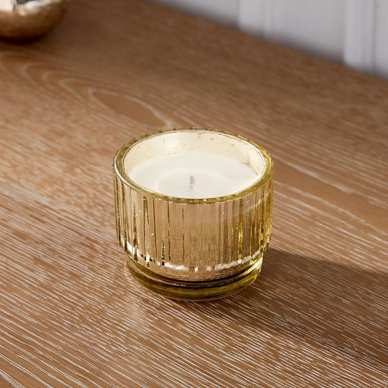 Mercury Glass Fluted Candles, Small, Tinted Gold | West Elm (US)