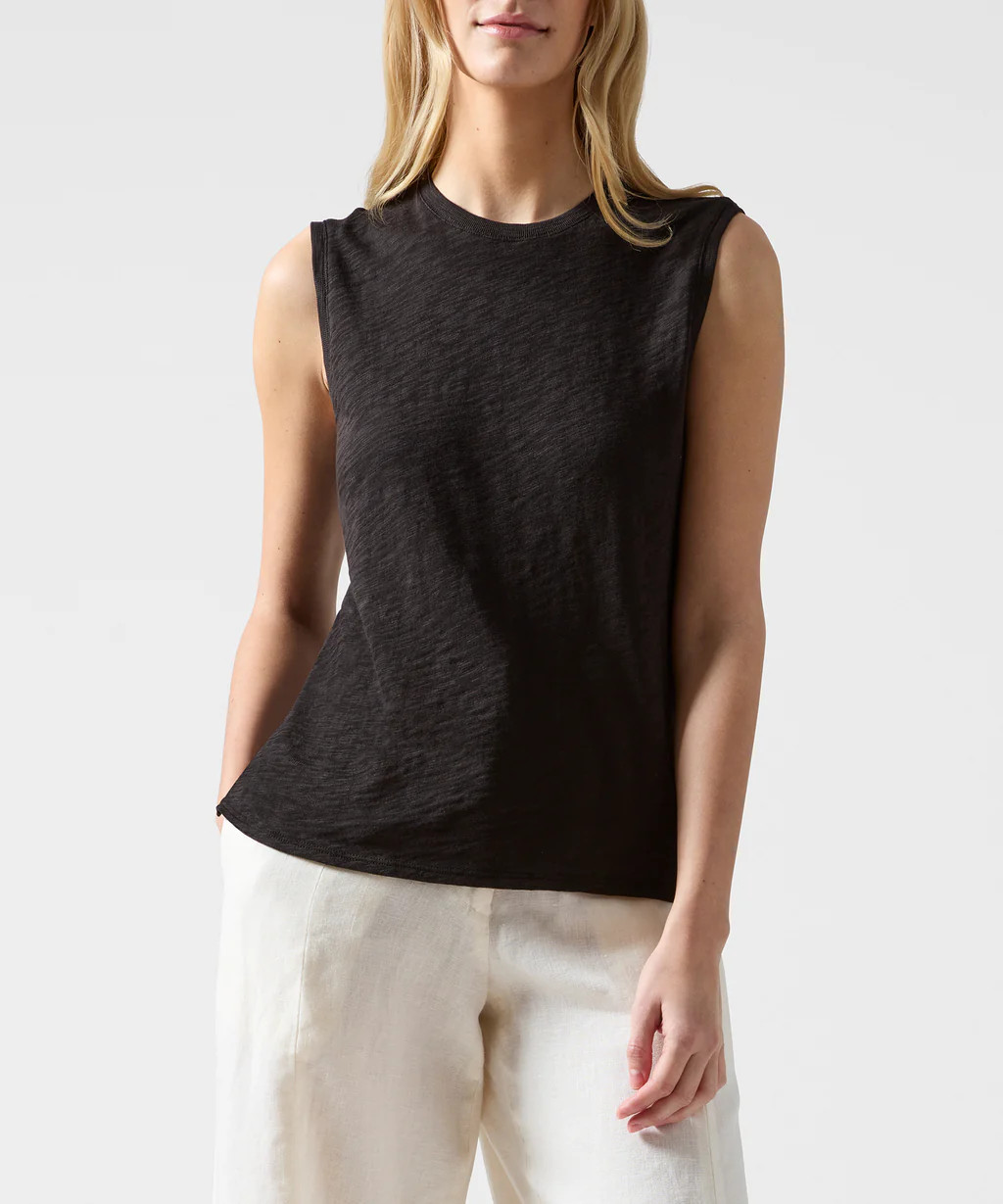 Slub Jersey Sleeveless Schoolboy Tee - Camel | ATM Collection