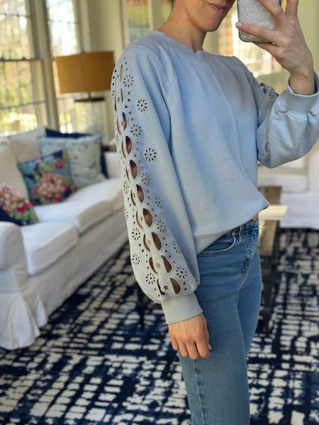 Eyelet detail sweatshirt
Sky blue 


#LTKfindsunder50 #LTKSeasonal #LTKsalealert