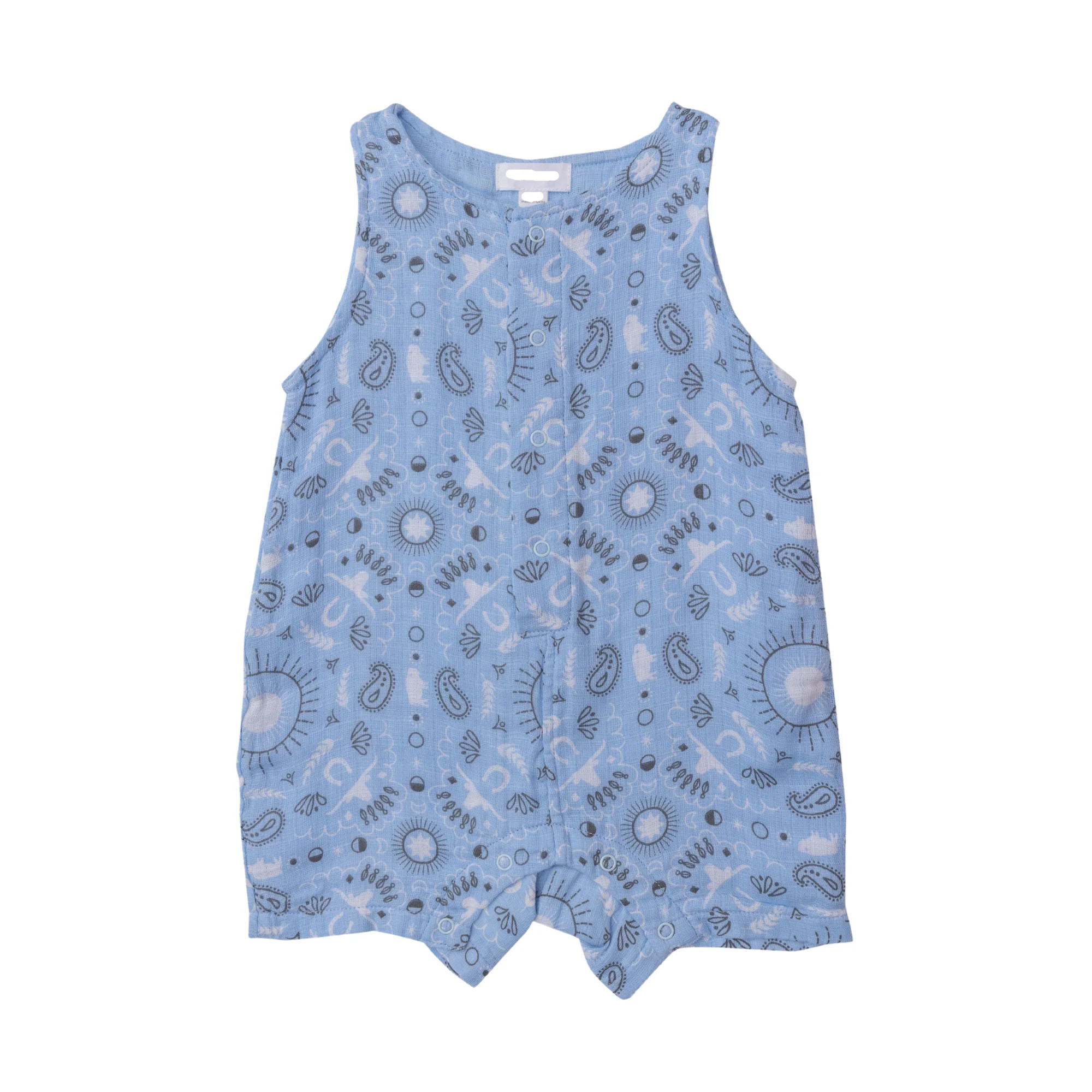 Sleeveless Shortie, Blue Bandana | SpearmintLOVE