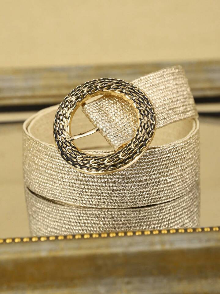 1pc Women's Fashionable Metallic Buckle Bohemian Style Gold Color Belt, Stylish Accessory For Daily Wear | SHEIN