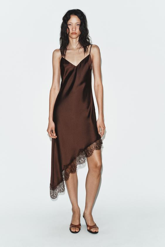 SATIN EFFECT LACE DRESS | Zara AU