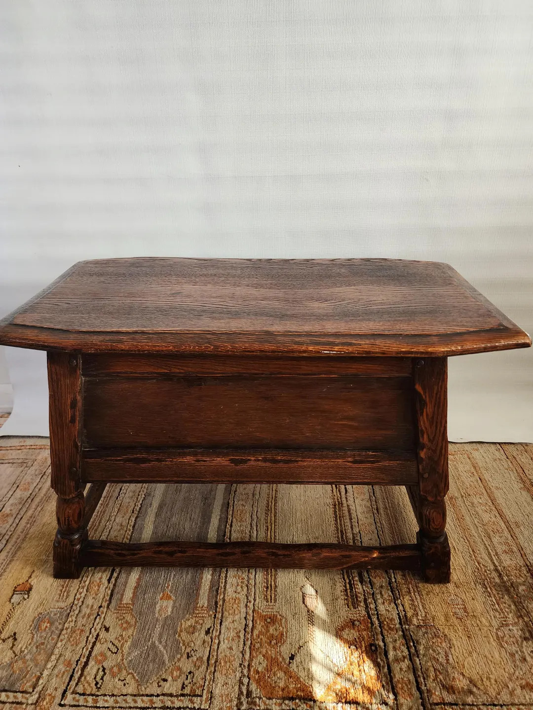 Antique American Primitive Oak Coffee Side Table in the Style 19th Century Pyrenees Mountains Sid... | Etsy (US)