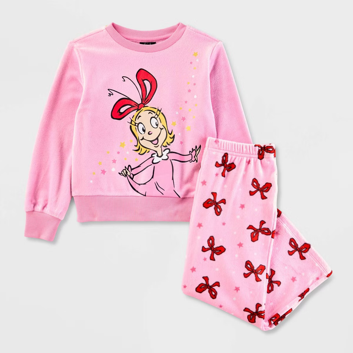 Toddler Girls' The Grinch Christmas Collection Cindy Lou Who 2pc Velour Top & Bottom Set - Pink | Target