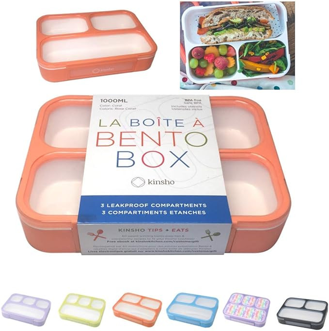 Bento Box Adult Lunch Box | Lunch Boxes For Adults Kids Women | 3 Compartments |Portion Control M... | Amazon (US)