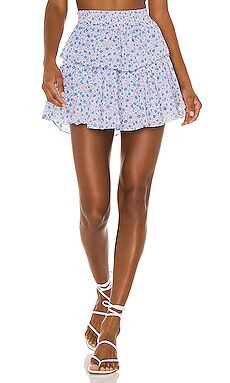 LoveShackFancy Ruffle Mini Skirt in Crushed Blueberries from Revolve.com | Revolve Clothing (Global)