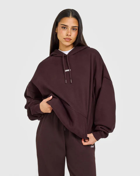 Mid Weight Relaxed Hoodie 
 Plum Brown | Oner Active (UK / US)