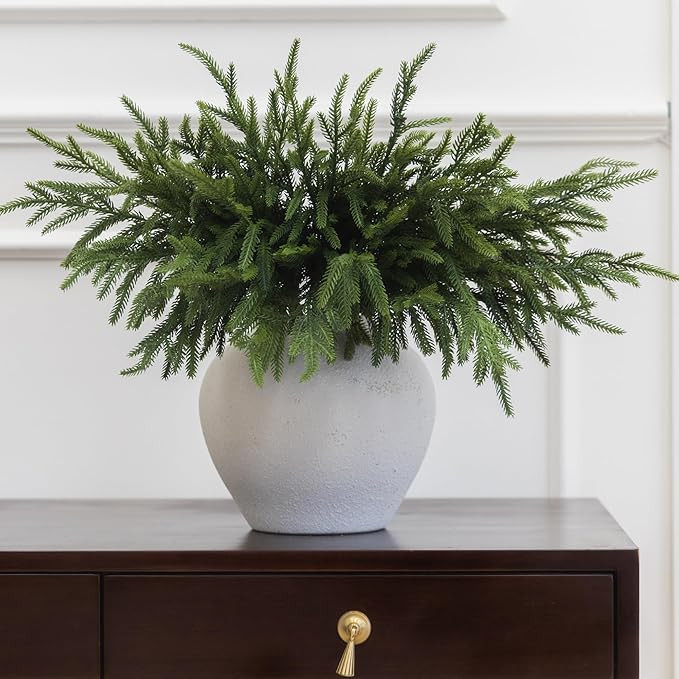 MISSPIN 12 Pcs 19.5 Inches Christmas Norfolk Pine Branches, Norfolk Pine Artificial Christmas Bra... | Amazon (US)