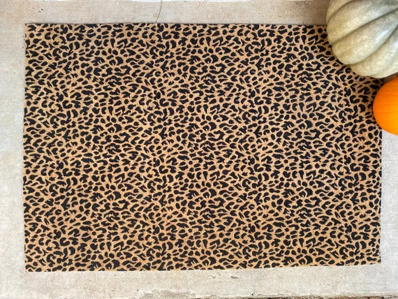 Leopard Print Woven Cotton Layering Rug, 24x36 Inches, Fits Under 18x30 Doormat, Under Mat, Cotto... | Etsy (US)