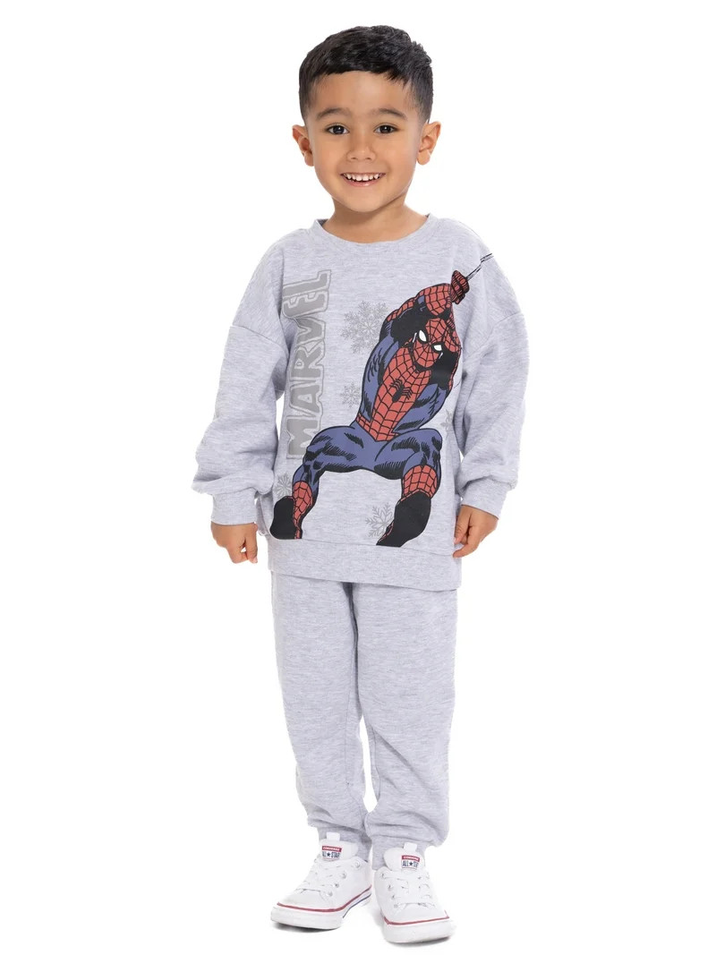 Spider-Man Toddler Long Sleeve Graphic Crewneck with Matching Jogger Pant, 2 Piece Set, Sizes 12M... | Walmart (US)