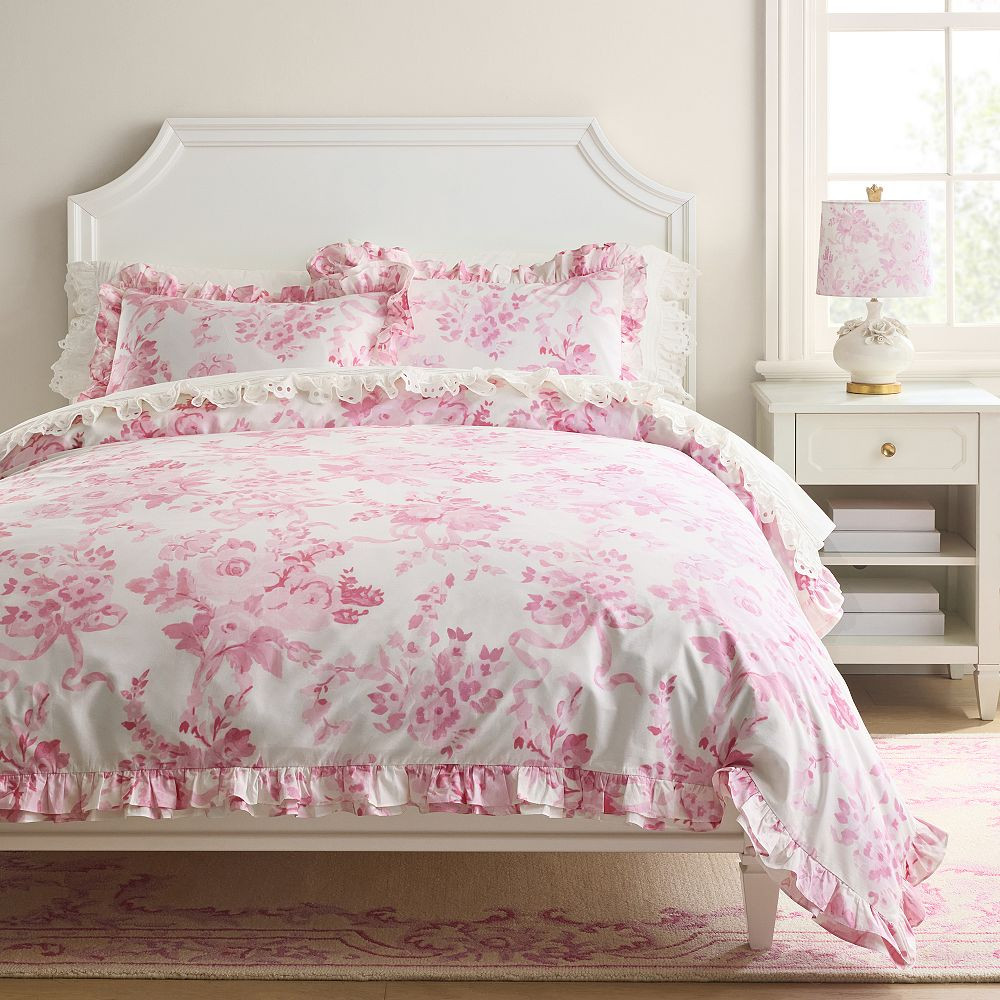 LoveShackFancy Damask Ruffle Duvet Cover | Pottery Barn Teen
