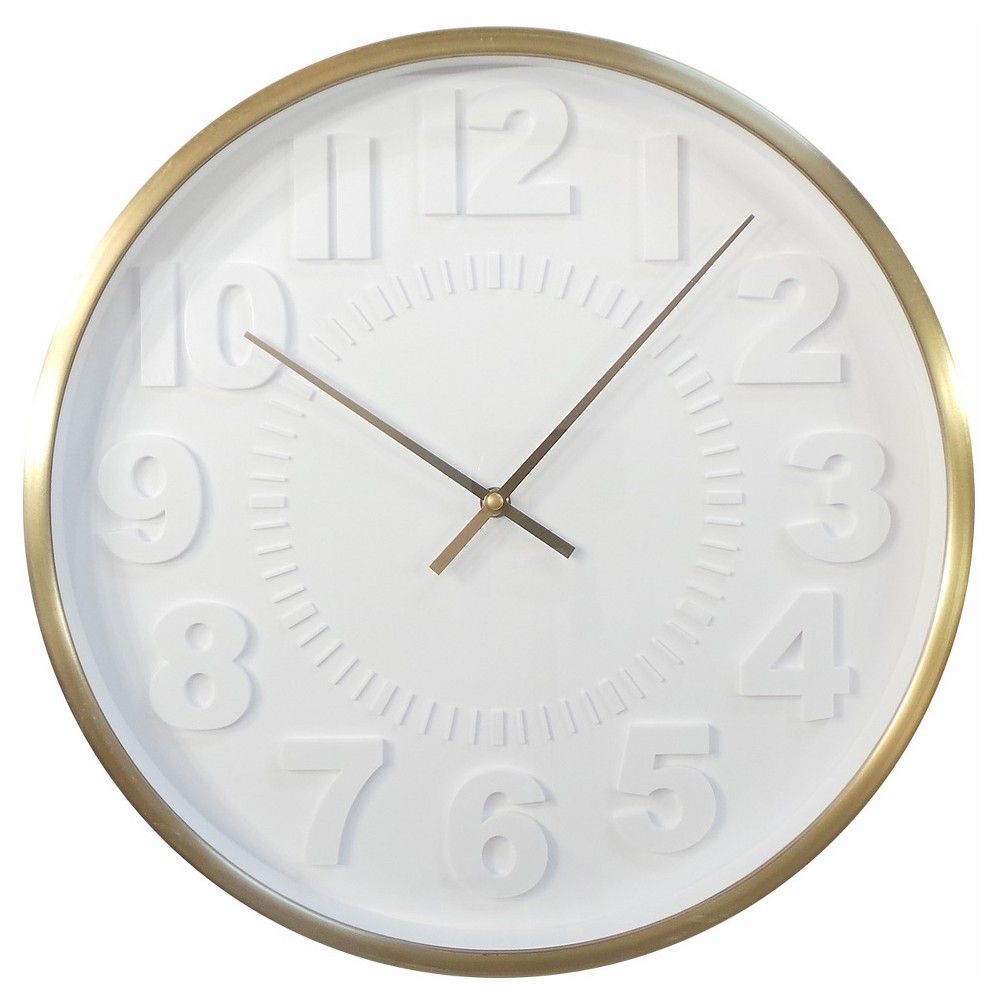 Raised Number 16 Wall Clock White/Brass - Threshold | Target