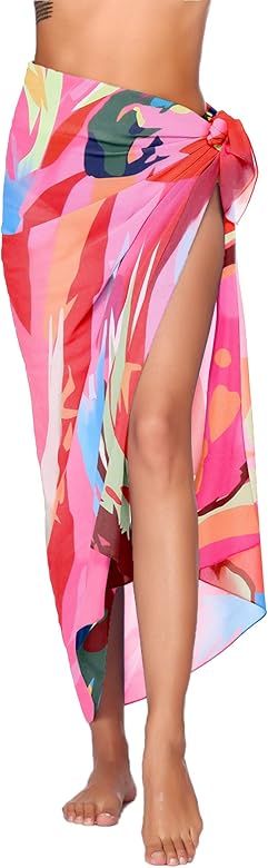 Ekouaer Womens Sarong Cover Up Long Beach Wrap Skirt Chiffon Bikini Wrap Cover for Swimwear | Amazon (US)
