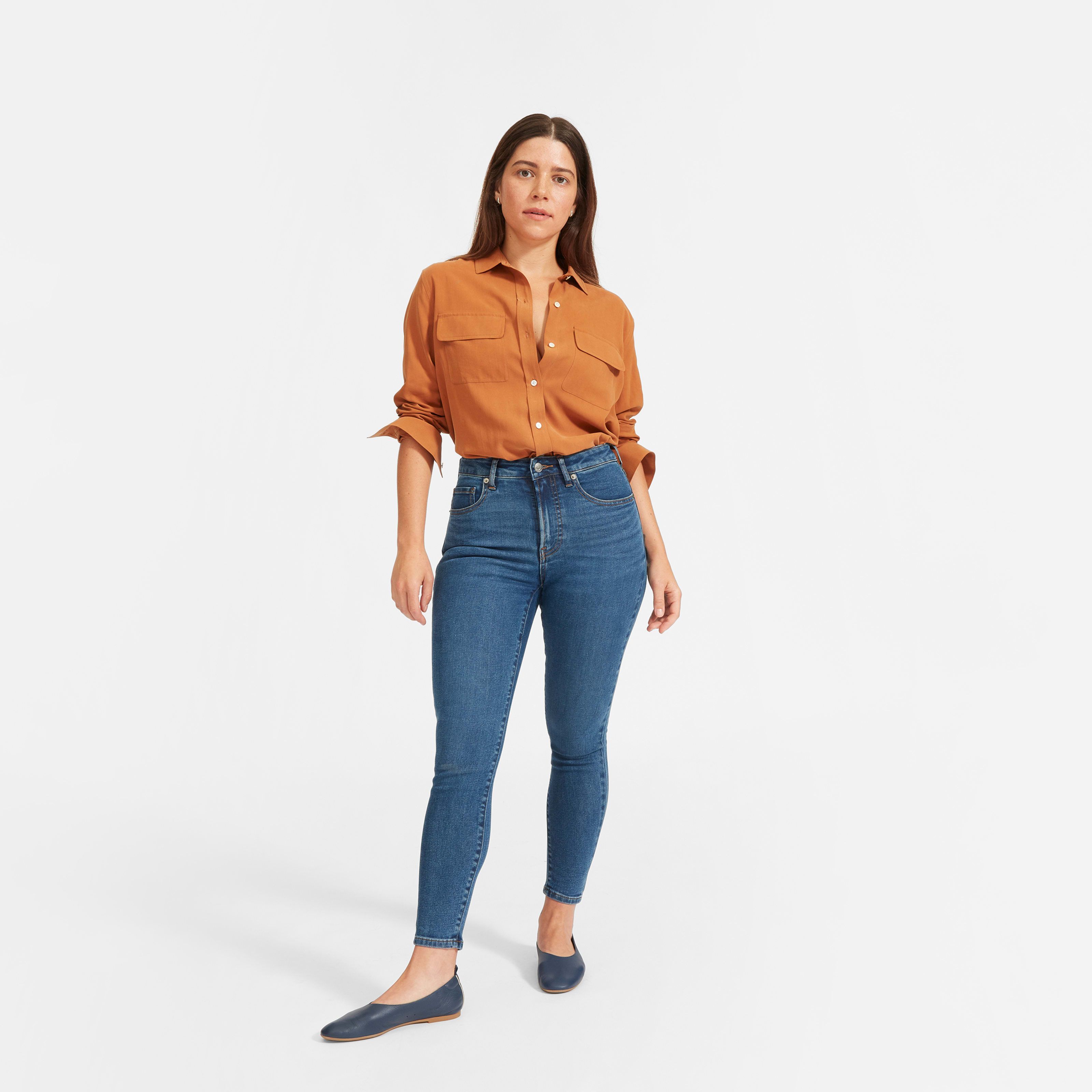 Women's Curvy Authentic Stretch High-Rise Skinny Jean by Everlane in Mid Blue, Size 29 | Everlane