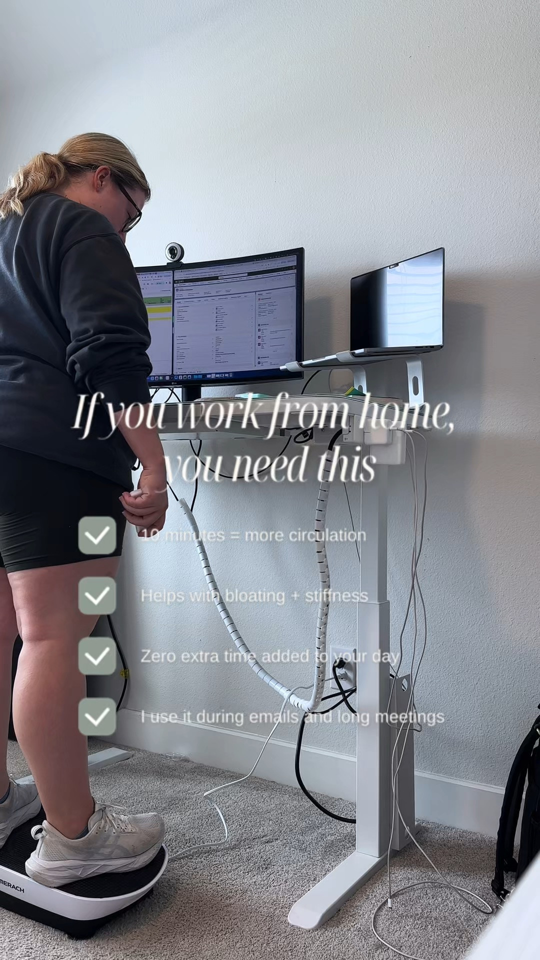 It’s a daily vibe over here! If I don’t use my vibration plate during the day I feel so groggy and fatigued. It truly gives me more energy and breaks up my day. 

#vibrationplate #workfromhome #homeoffice #officesetup
