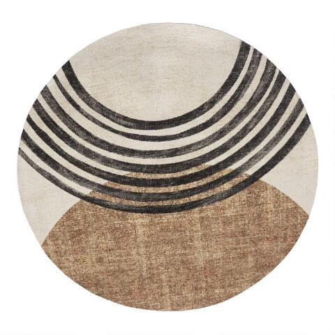 Round Black and Brown Modern Area Rug | World Market