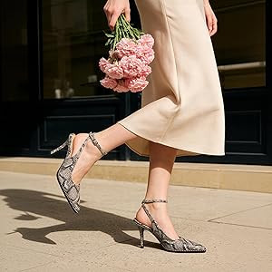 Soireelady Women's Ankle Strap Slingback Heels Pointed Toe Stilettos High Heel Pumps Wedding Dres... | Amazon (US)