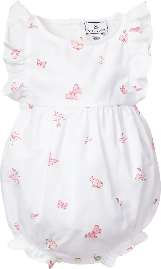 Petite Plume Ruffle Butterfly Print One-Piece Pajamas | Nordstrom | Nordstrom