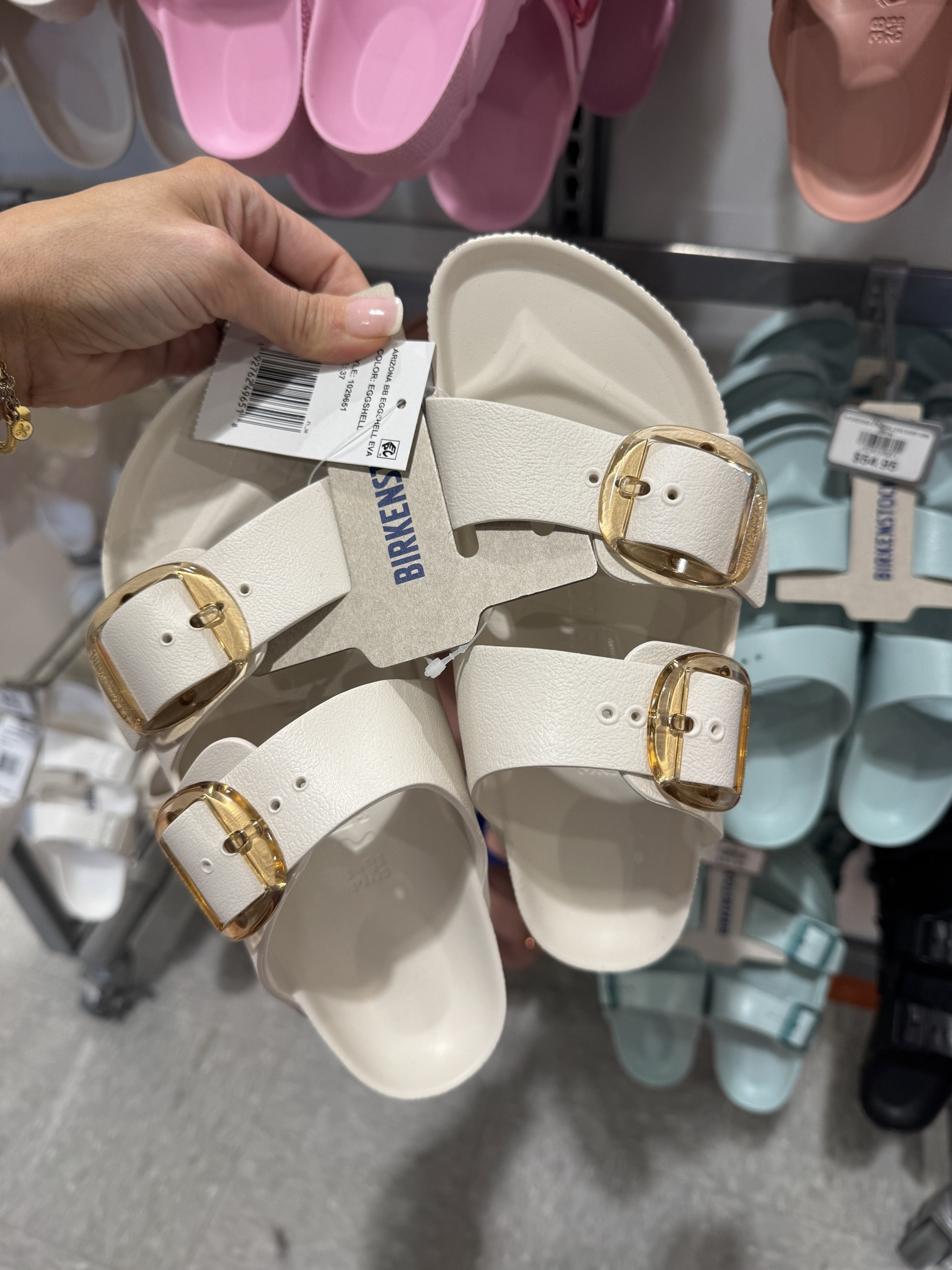 New foam Birkenstock sandals/ love the cream colorway. 