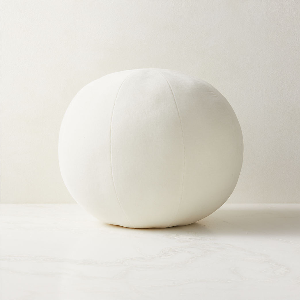 Terre White Velvet Sphere Modern Throw Pillow + Reviews | CB2 | CB2