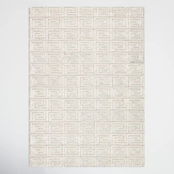 Hampson Geometric Handmade Tufted Ivory/Gray Indoor Use Only | Wayfair Professional