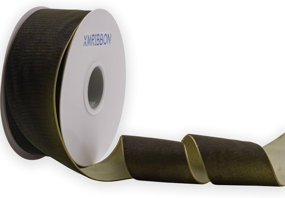 Olive Green Velvet Ribbon Single Sided,2 Inch by 10 Yards Spool | Amazon (US)