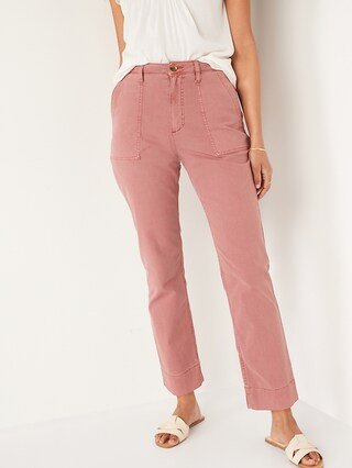 High-Waisted Straight Canvas Workwear Pants for Women | Old Navy (US)
