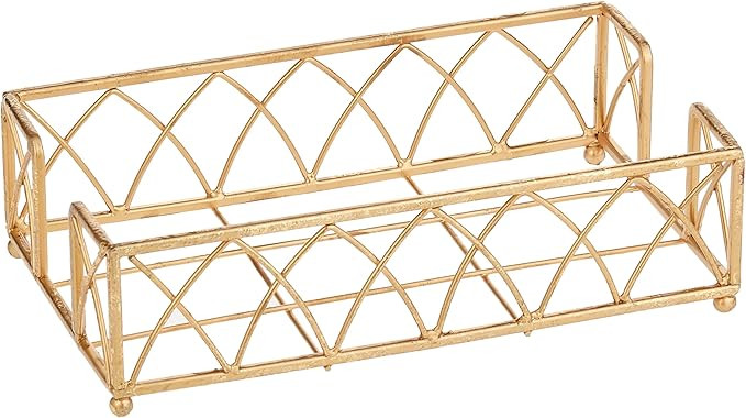 Boston International Arch Design Guest Towel Napkin Holder Caddy, 9 x 5.25-Inches, Gold Leaf | Amazon (US)