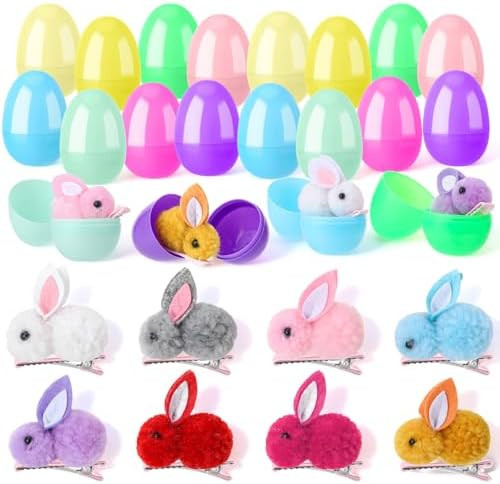 Easter Egg Fillers with Bunny Hair Clips 48 Pcs, 24 Fillable Plastic Easter Eggs and 24 Bunny Hai... | Amazon (US)