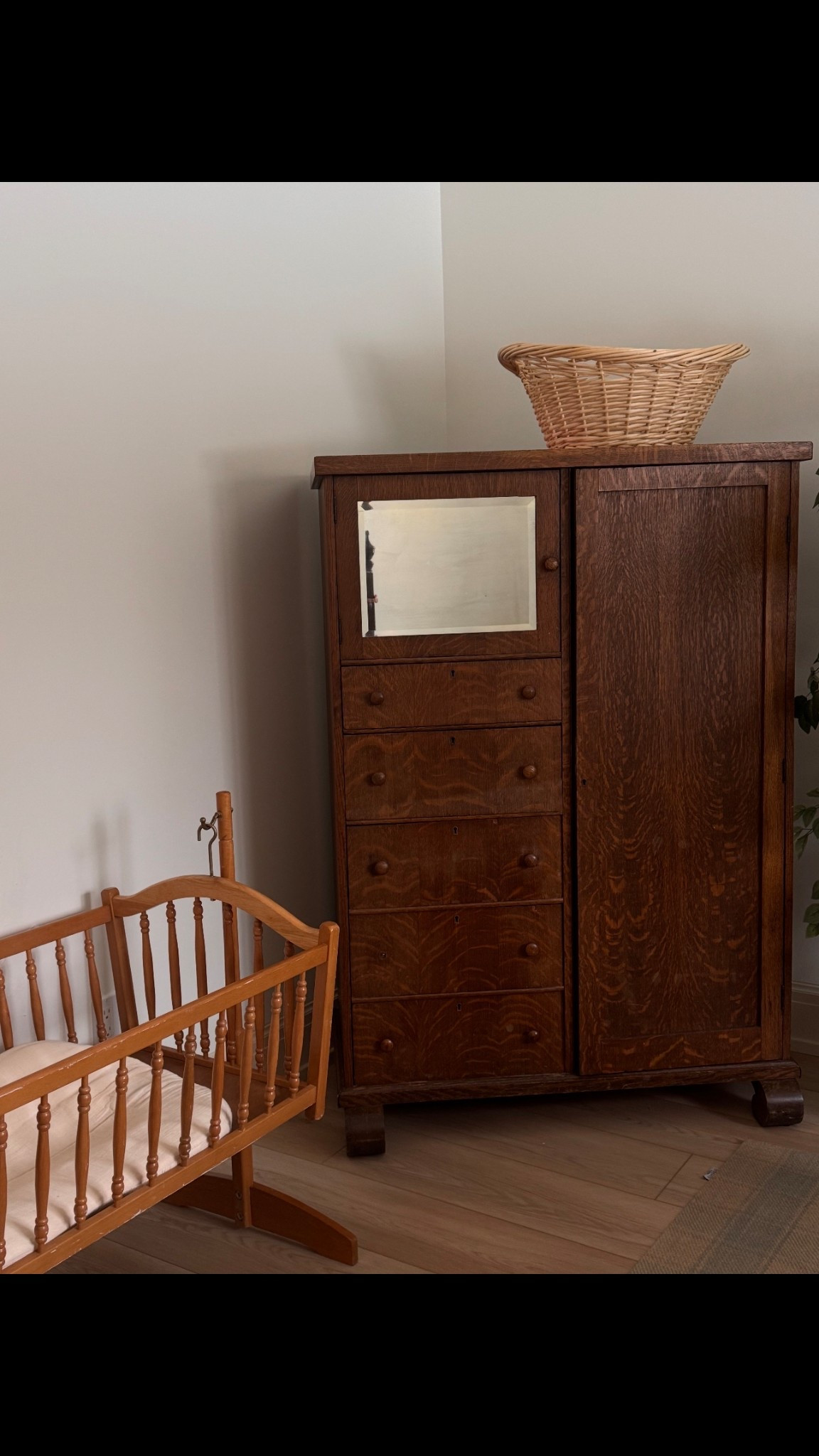 The furniture in this space is vintage, but I’ve linked similar finds below to capture the same warm wood tones and cozy feel 🤍

Baby bassinet - Wooden armor - Laundry basket - Vintage home decor - Home finds - Furniture - Pottery barn - Style tips - Mom finds 

#LTKHome #LTKSeasonal #LTKBaby