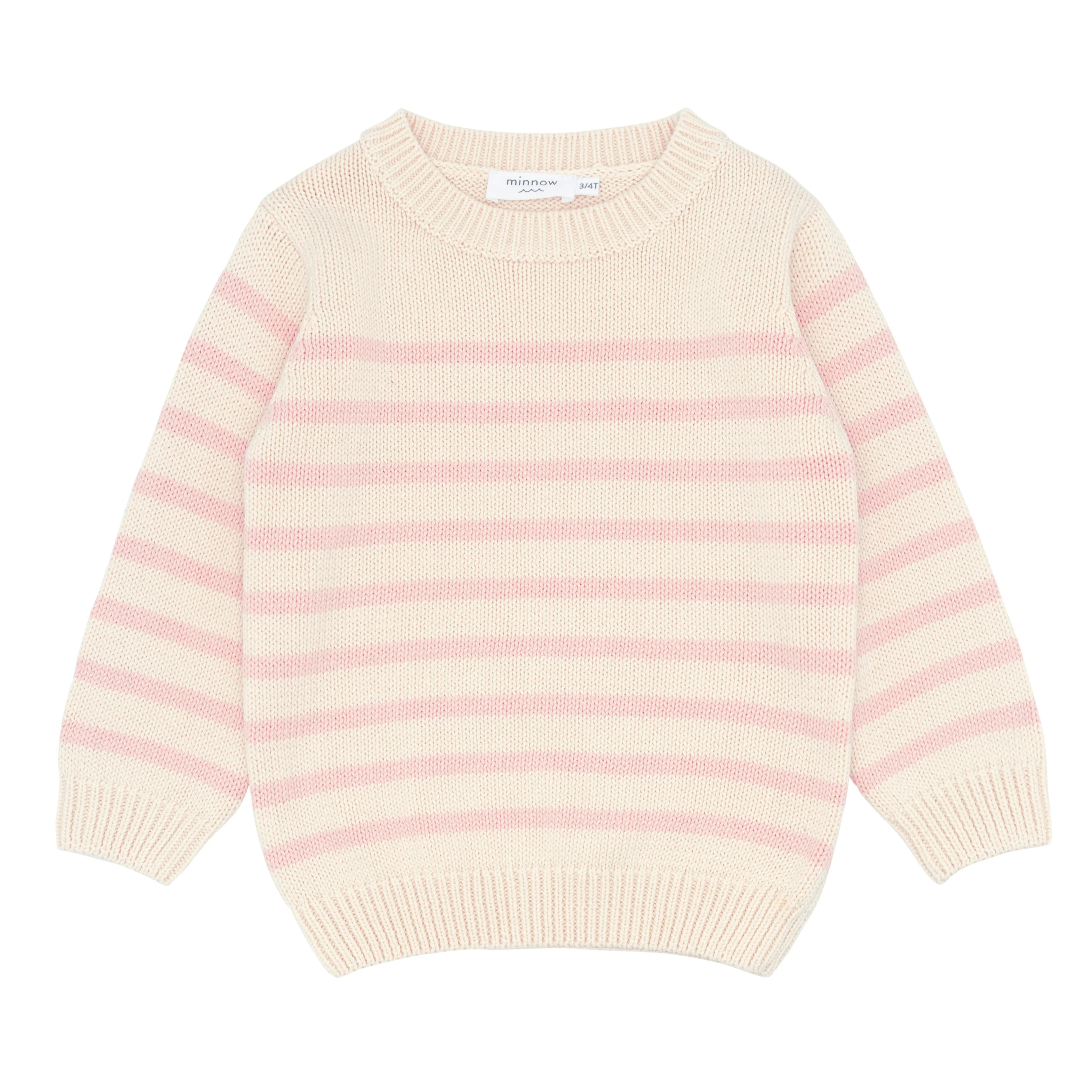 unisex cream and pink stripe knit sweater | minnow